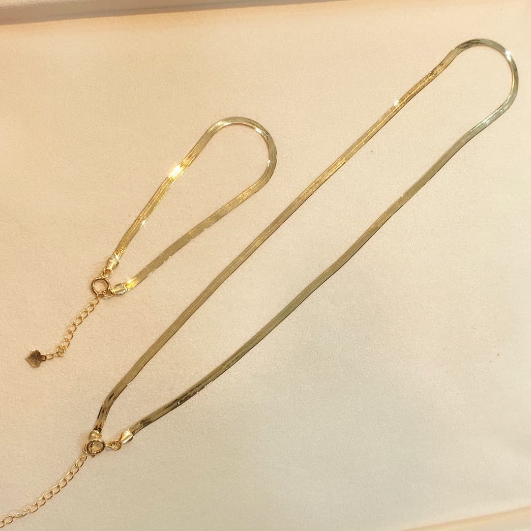 金 ネックレス 二連スネークチェーンネックレス