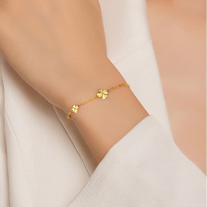ゴールドアクセサリー 小花モチーフチェーンブレスレット