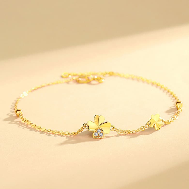 ゴールドアクセサリー 小花モチーフチェーンブレスレット