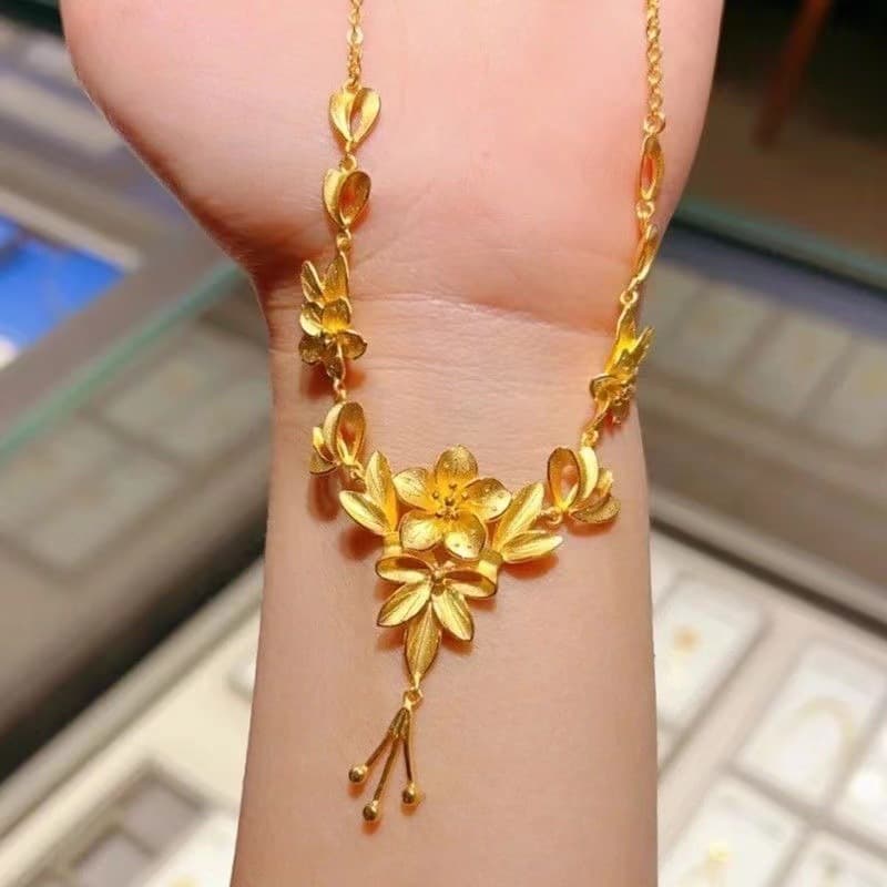 ゴールドアクセサリー 優美な花かごネックレス