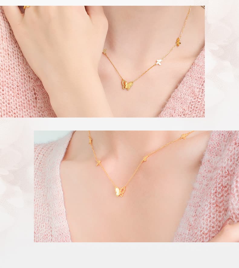 金 ネックレス 舞う蝶々ネックレス