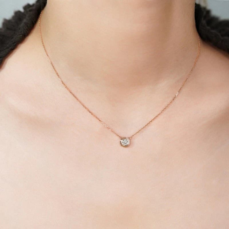ゴールドネックレス 上品シンプル一粒ダイヤモンドネックレス