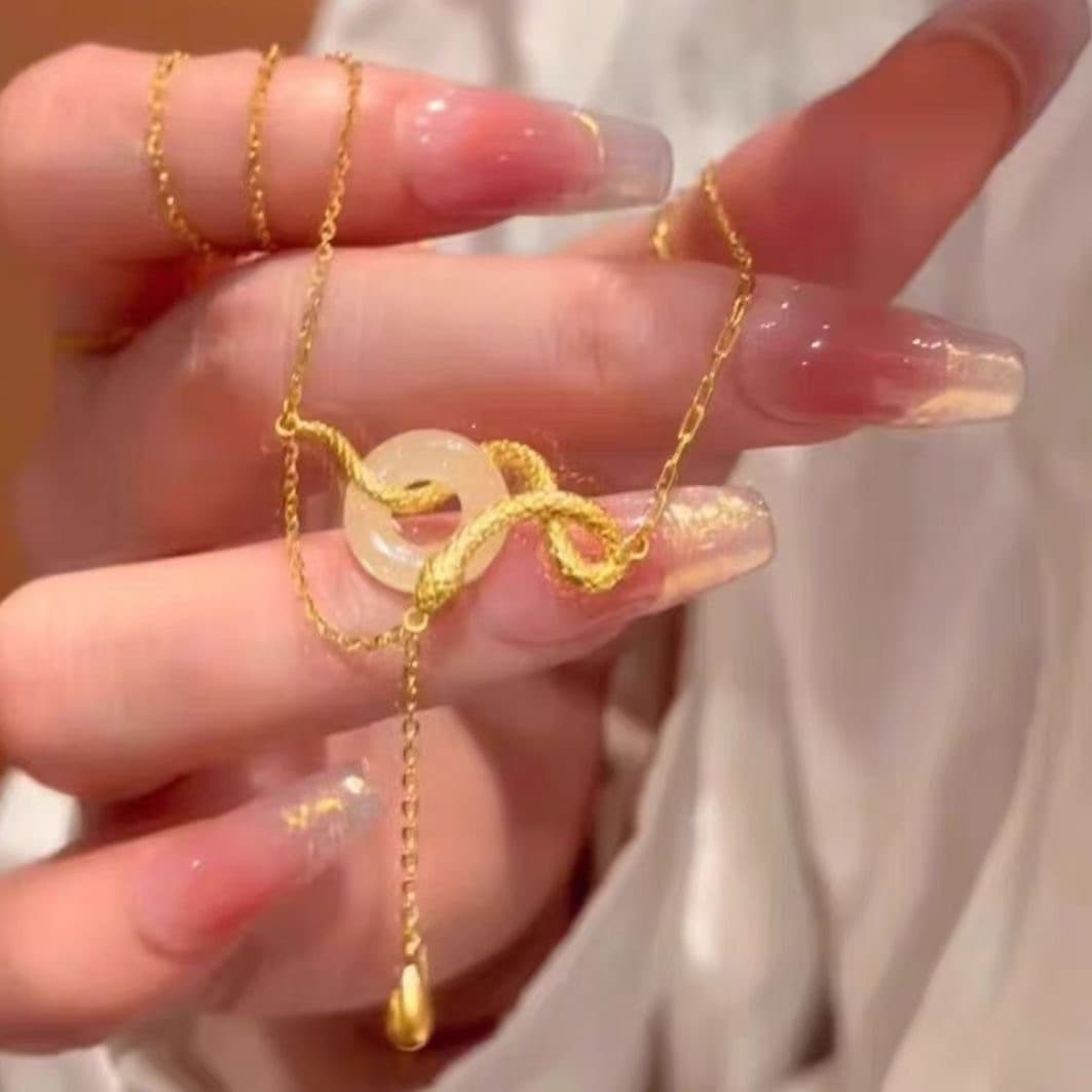ゴールドアクセサリー 蛇モチーフ ドロップ ネックレス