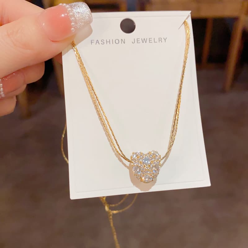 ゴールドアクセサリー きらめき ハート ネックレス