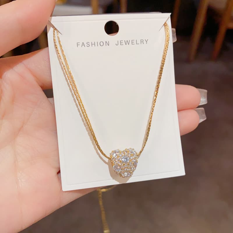 ゴールドアクセサリー きらめき ハート ネックレス