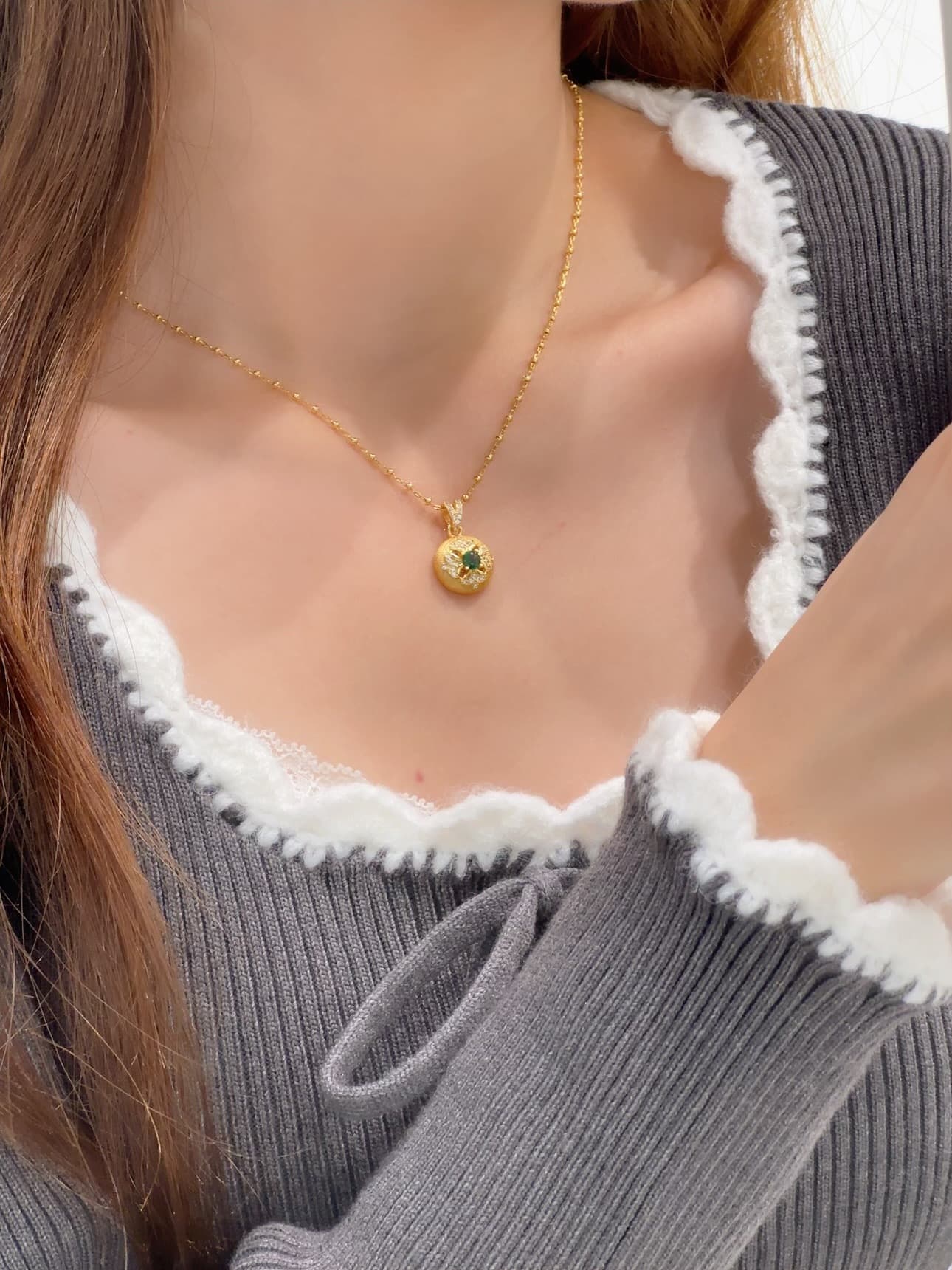 ゴールドアクセサリー クラシカル宝石ペンダントネックレス