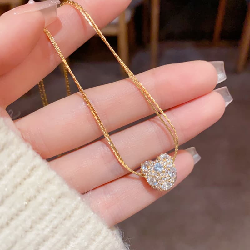 ゴールドアクセサリー きらめき ハート ネックレス